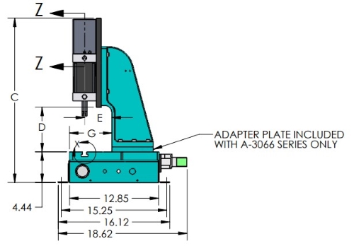 A-3151 Pneumatic Benchtop Arbor Press Side View