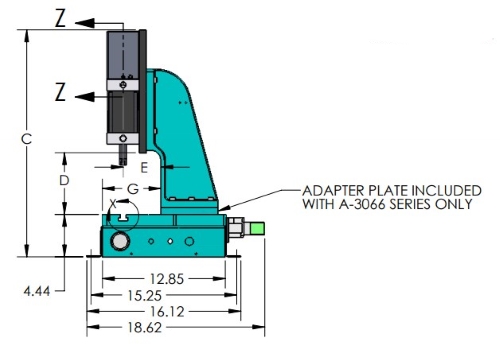 A-3235 Pneumatic Arbor Press Side View