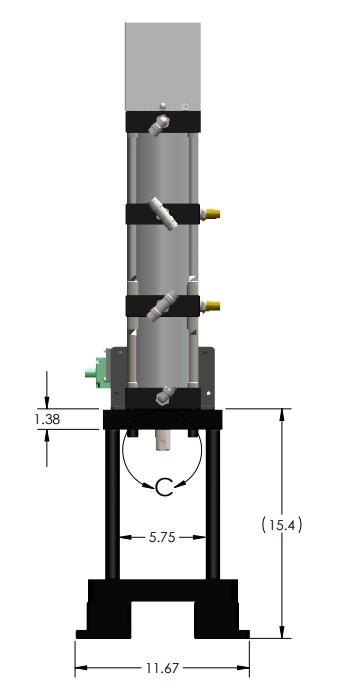 A-5604 Pneumatic Press Machine Dimensions Side View