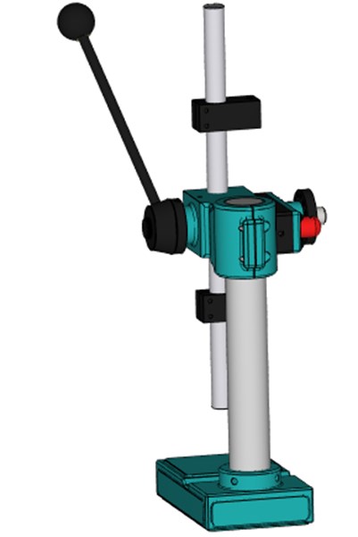 This is the Round Ram AP-810-RR-AH-FS 1/2 Ton Full Stroke Manual Press model with adjustable head and handle. AP-810-RR-AH-FS 1/2 Ton Precision Round Ram Manual Benchtop Press