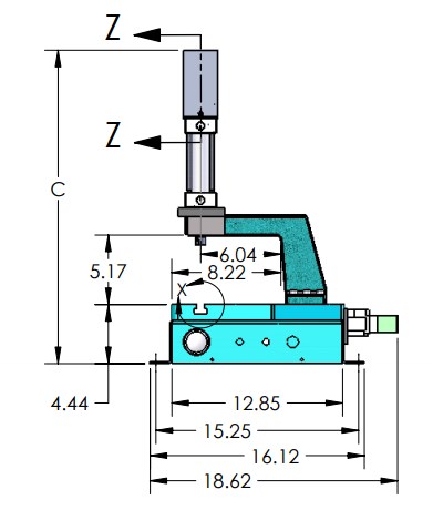 A-1066 Pneumatic Benchtop Arbor Press Side View