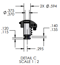 AP-810-AH-T-2(SL's) Arbor Press Ram Cross Section