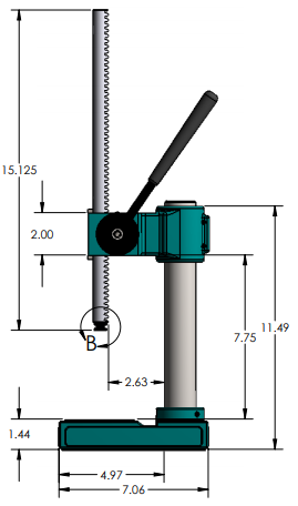 AP-810-RR Manual Arbor Press Dimensions Side View