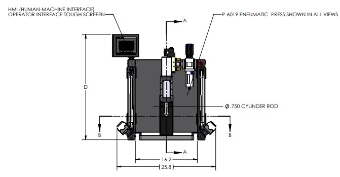 P-6019, 3" stroke, 13.6" throat depth, 1/8 ton manual arbor press