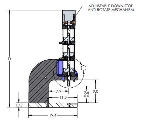 Adjustable Down Stop for P-8151 C Frame Pneumatic Arbor Press