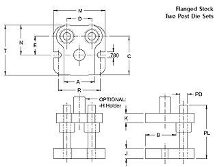 Flanged Stock Two Post Die Set Diagram